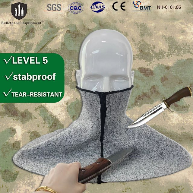 Dingtop Safety Schnittfester Nackenschutz mit Reißverschluss aus Hochfestem Polyethylen, EU EN388 Level 5, Grau - Bild 1