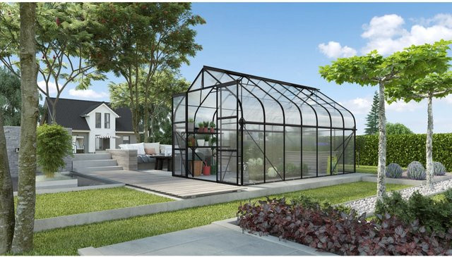 Vitavia Gewächshaus Diana 11500 Schwarz mit Fundament aus Aluminium und Polycarbonat für deinen Garten - Bild 1