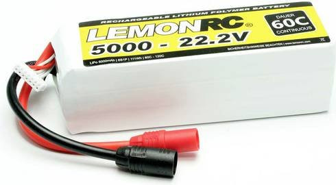 LemonRC LiPo Modellbau-Akkupack 22.2V 5000 mAh 6S 60C Softcase mit AS150 Anschluss - Bild 1