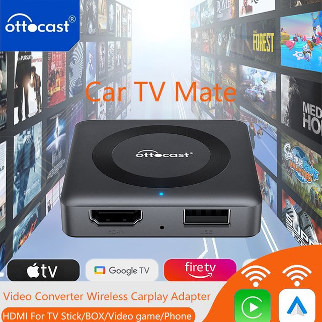 Ottocast Car Tv Mate HDMI-Multimedia-Adapter in Schwarz für kabelloses CarPlay und Android TV Stick sowie Game Box - Bild 1