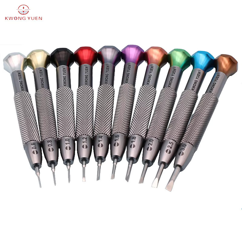 10-teiliges Uhrenreparatur-Schraubendreher-Set aus Edelstahl in Silber mit flacher Klinge 0,6–3,0 mm für Uhrmacher und Brillen - Bild 2