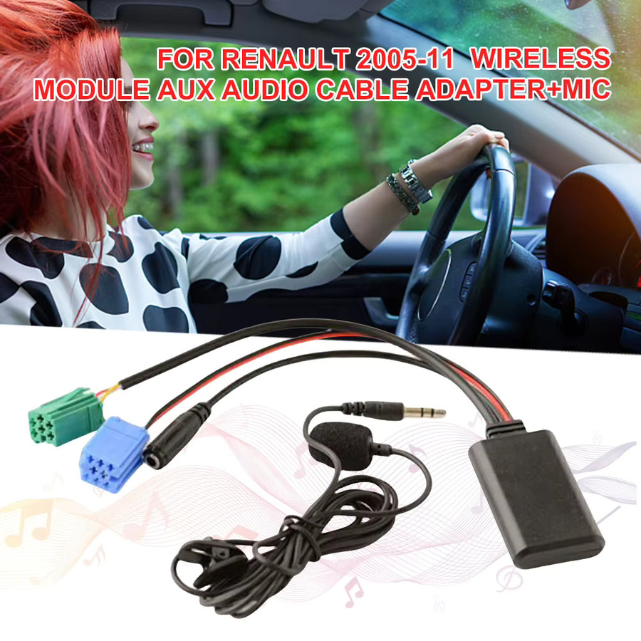 Bluetooth AUX Adapter mit Mikrofon für Renault Laguna, MP3 Musik Adapter in Schwarz mit 3,5 mm Klinkenanschluss - Bild 5