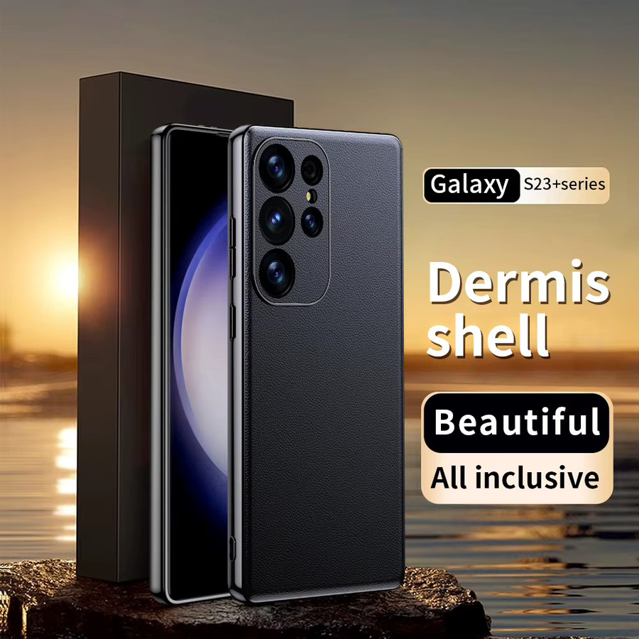 Luxuriöse Leder-Handyhülle für Samsung Galaxy S25 S24 S23 S22 Ultra Plus in Orange mit plattierten Kanten und Kameraschutz - Bild 4