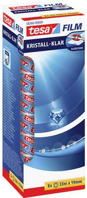 tesafilm kristall-klar Sparpaket mit 8 Rollen PP-Folie, transparent, B: 19 mm, L: 33 m - Bild 1