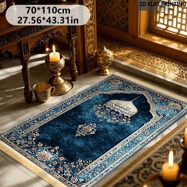 VIKAMA Islamische Gebetsmatte mit orientalischem Muster in Blau - Bild 1