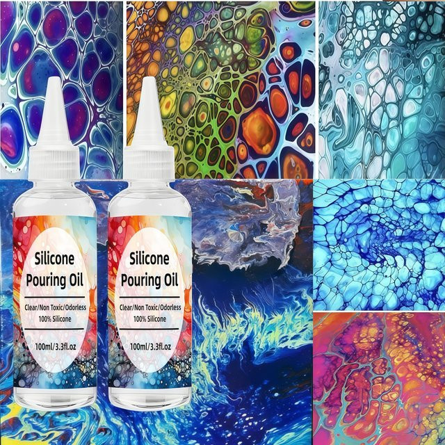 Transparentes Silikon-Ausgießöl als Zellaktivator für Acryl- und Aquarellfarben - Bild 1