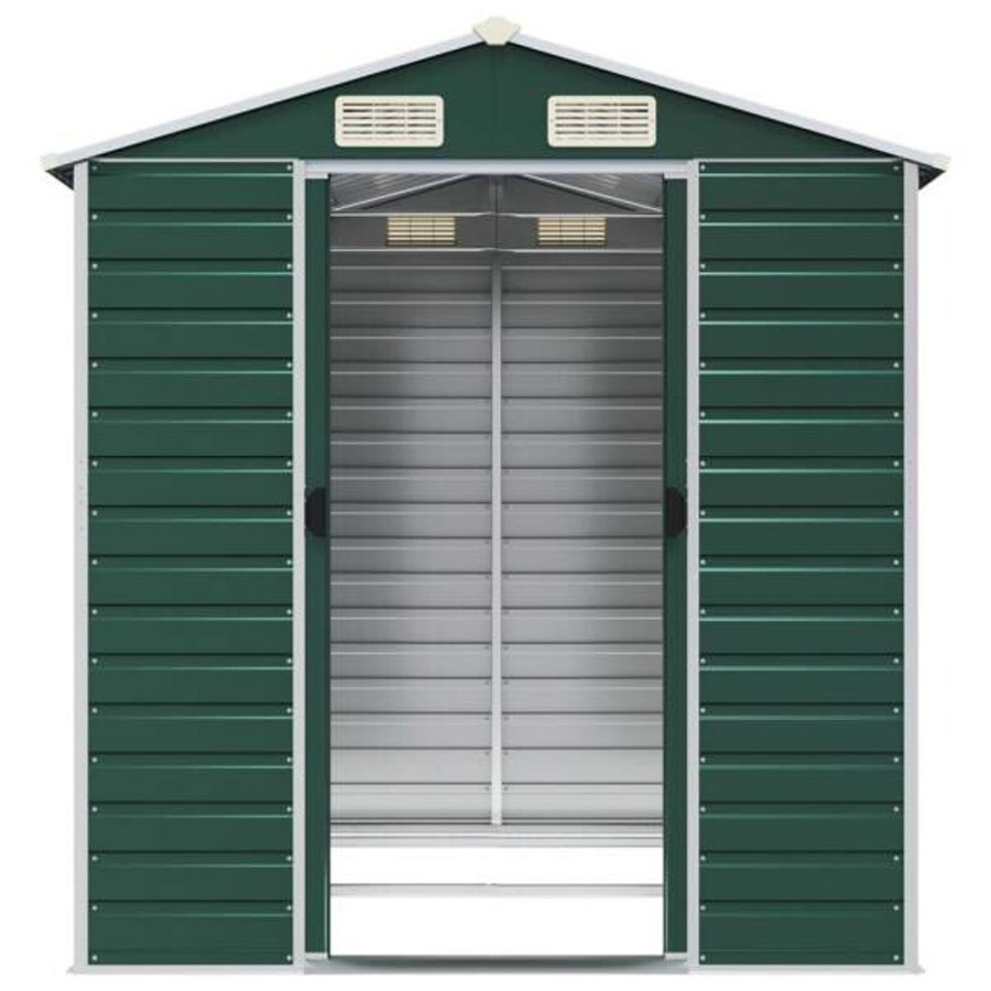 vidaXL Gartenhaus aus verzinktem Stahl in Grün mit Schrägdach, B: 191 cm, H: 215 cm, T: 191 cm - Bild 2