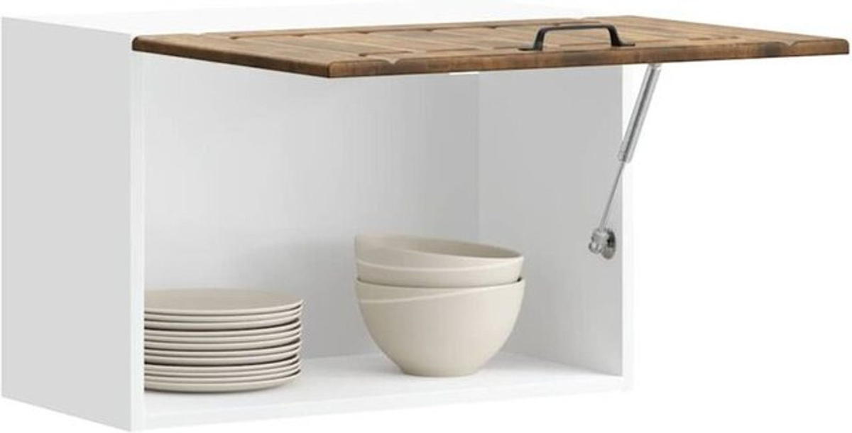 Vidaxl Küchen-Hängeschrank Lucca in Räuchereiche, Modernes Design mit Drehtüren aus Holzwerkstoff und Glas, B/H/T: 60 x 40 x 31 cm - Bild 1