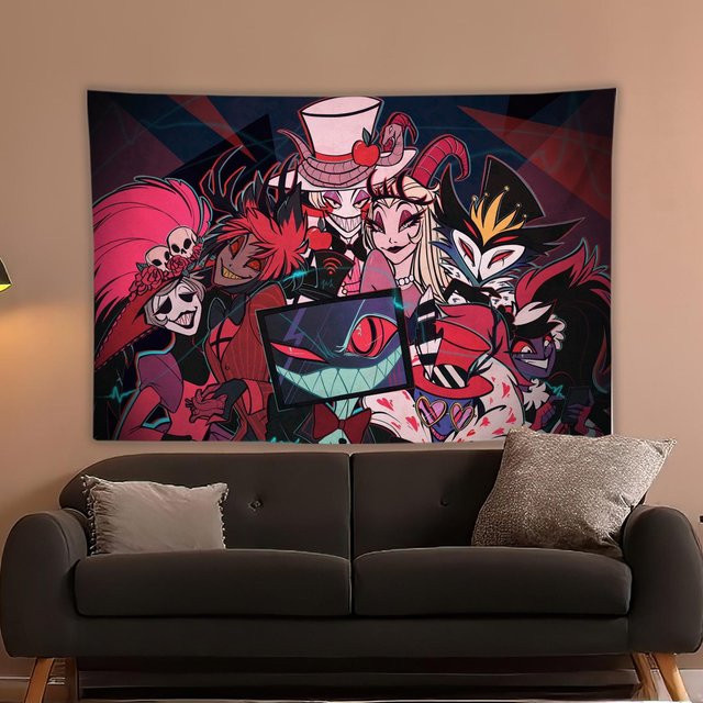 Hazbin Hotel Wandteppich mit Cartoon-Print von JMG Household Supplies, Farbe: Weiß/Mehrfarbig, B x H: 40 x 60 cm - Bild 1