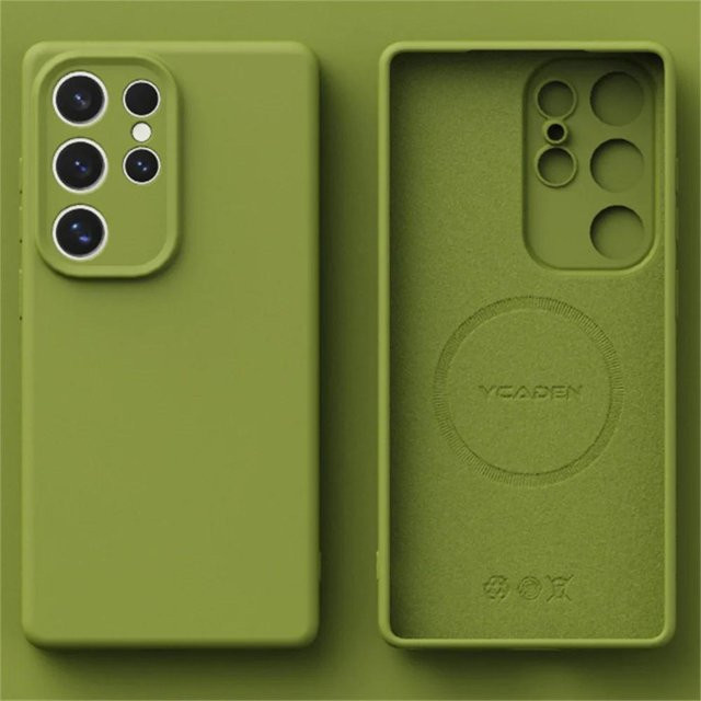 Magnetische Silikon Schutzhülle für Samsung Galaxy S24 S23 S22 Ultra Plus in Grün mit kabellosem Laden - Bild 1