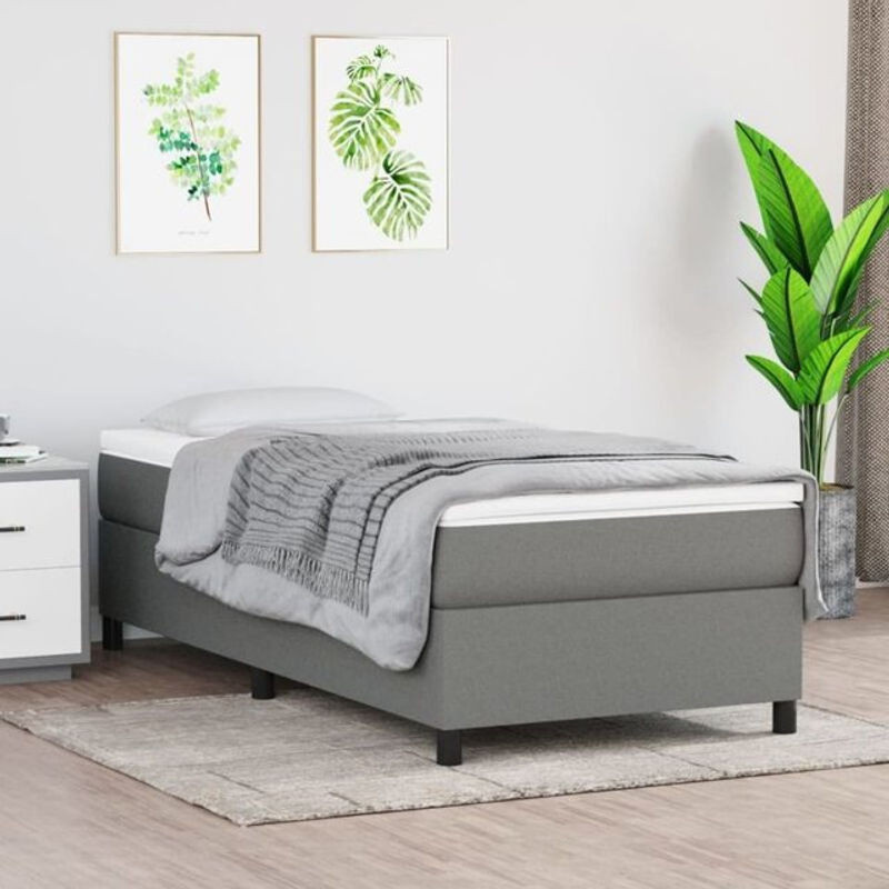 Vidaxl Boxspringbett mit Matratze in Grau aus Stoff B/T/H: 90 x 200 cm - Bild 1