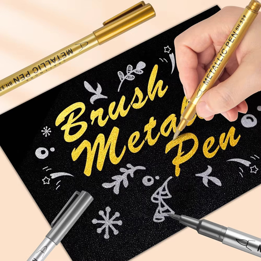 LOLEDE Metallic Marker Set mit weichen Pinseln, 20 Stück Permanent Stifte in Gold und Silber für Glas, Keramik, Harz und Scrapbooking - Bild 5