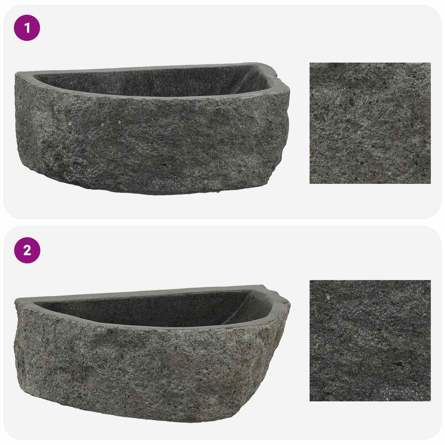 vidaXL Waschbecken in Grau Flussstein, B/T/H: 45 x 35 x 15 cm - Bild 5