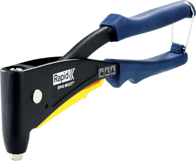 Rapid Blindnietzange RP40 Multi aus gehärtetem Stahl in Schwarz-Blau inklusive 150 Nieten, 3 Bohrern und Messwerkzeug für Nieten mit 3,2/4,0/4,8 mm - Bild 1