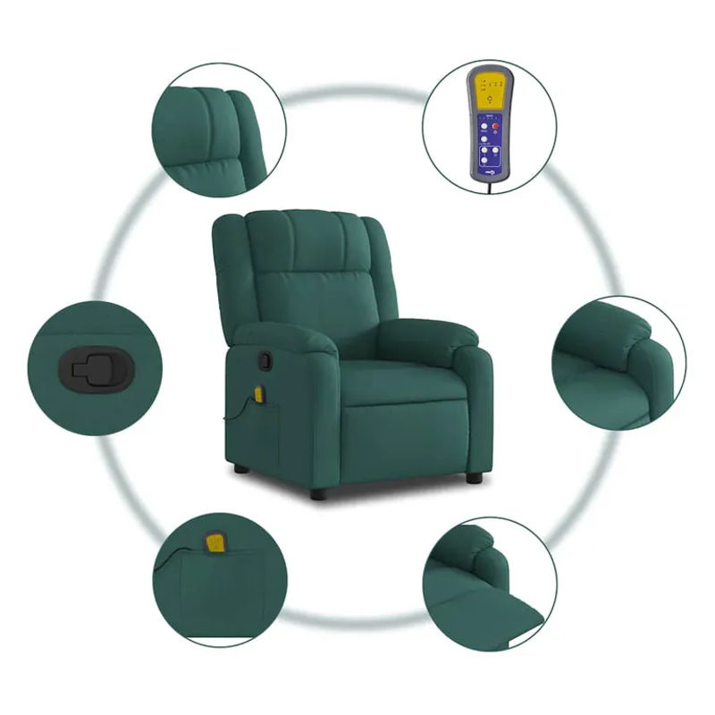 Vidaxl Ausklappbarer Massagesessel in Grün mit Stoffbezug im modernen Design - Bild 4