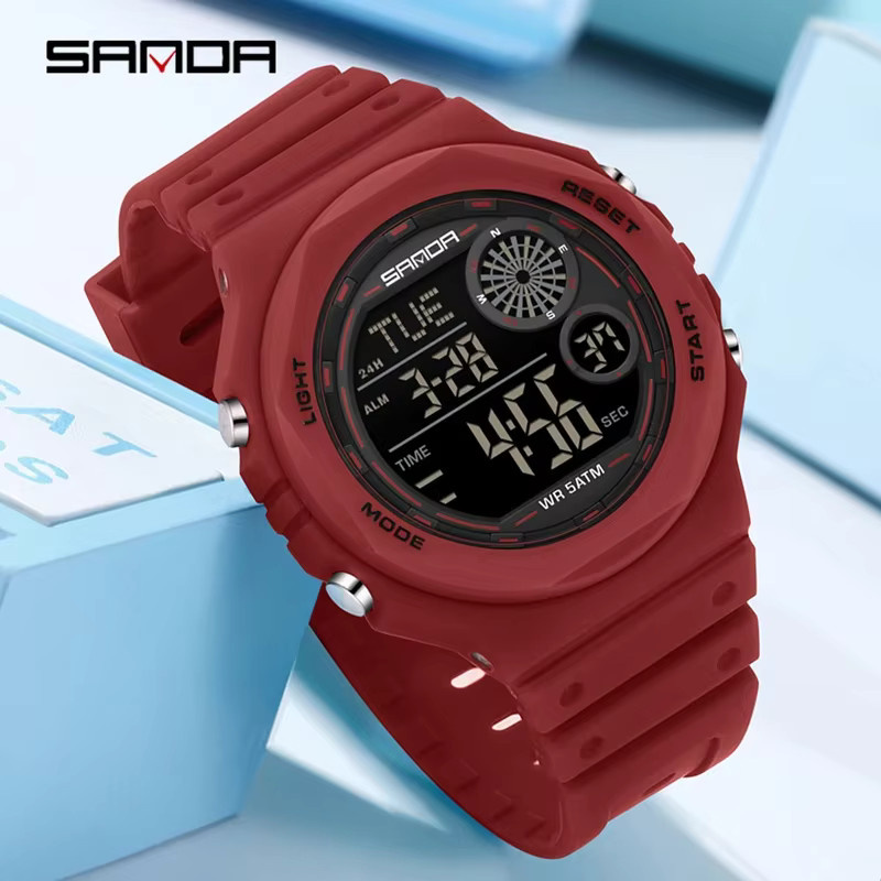 SANDA Digitaluhr, Weiß, Kunststoff, Silikon, Unisex - Bild 1