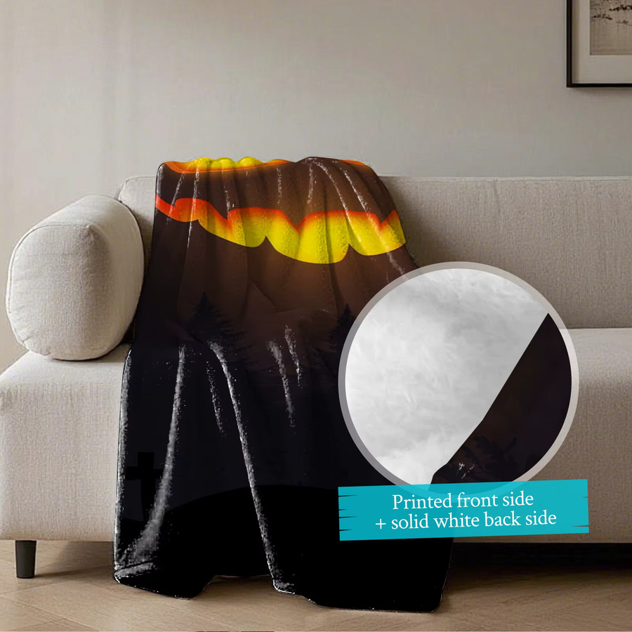 SRH Personalisierte Halloween Fleece-Decke mit Jack-O'-Lantern Kürbis-Druck, Schwarz, Unisex - Bild 5