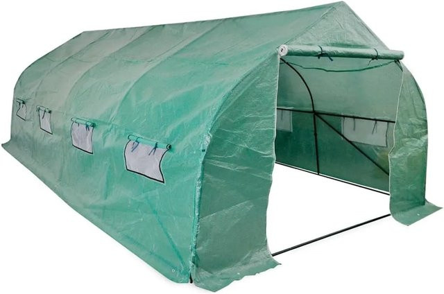 furnicato Polytunnel Gewächshaus begehbar und mobil mit Stahlrahmen 18 m² - Bild 1