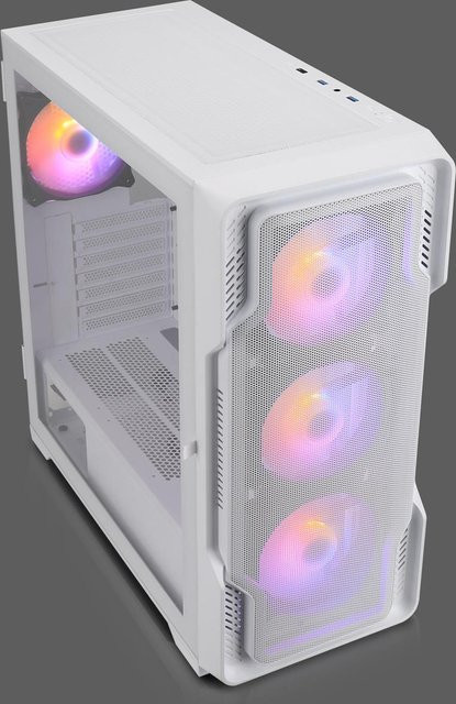 Nanoxia DS-9ARGB-W Midi Tower Gaming Gehäuse in Weiß mit gehärtetem Glas und USB-C Unterstützung - Bild 1