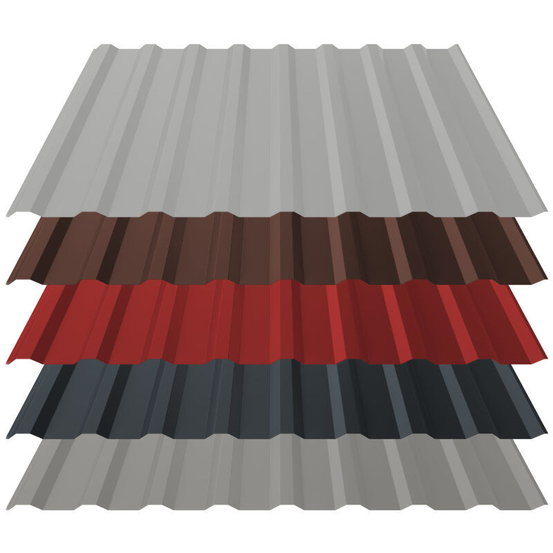 Trapezblech T18 Dach aus Stahl von Blachotrapez GmbH in Grau mit Vliesrückschnitt und Aluzink-Beschichtung - Bild 1