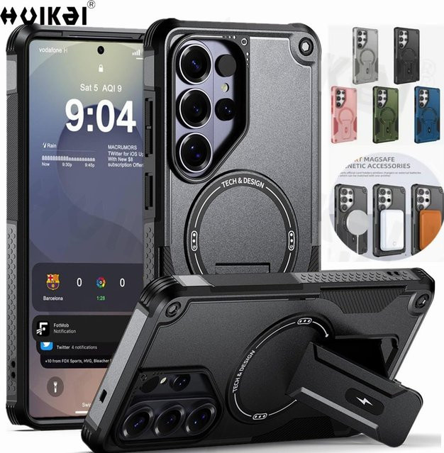 Magnetische Schutzhülle für Samsung S26 Ultra 5G, S26 Plus und S26 in Schwarz mit Aufstellfunktion und stoßfestem Design - Bild 1