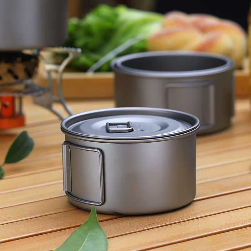 Xbees Camping Titan Kochtopf und Mehrzweckschüssel in Silber mit abnehmbarem Griff, 450 ml - Bild 2
