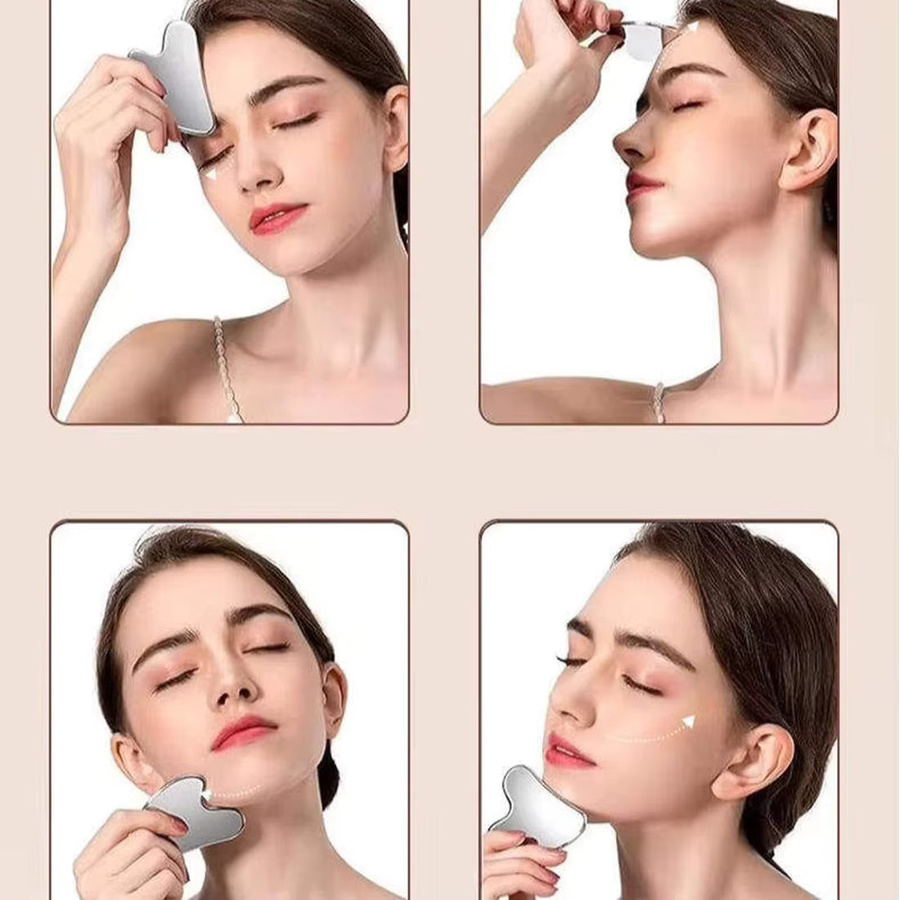 Boermeize Gua Sha Massagegerät aus Edelstahl, Gesicht und Körper, Unisex - Bild 2