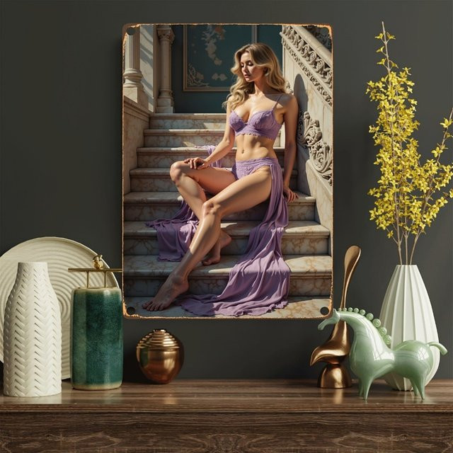 HELLOYOUNG Metall-Wandkunst Stadtmotiv in Lila und Weiß, B/H: 20,3 x 30,5 cm - Bild 1