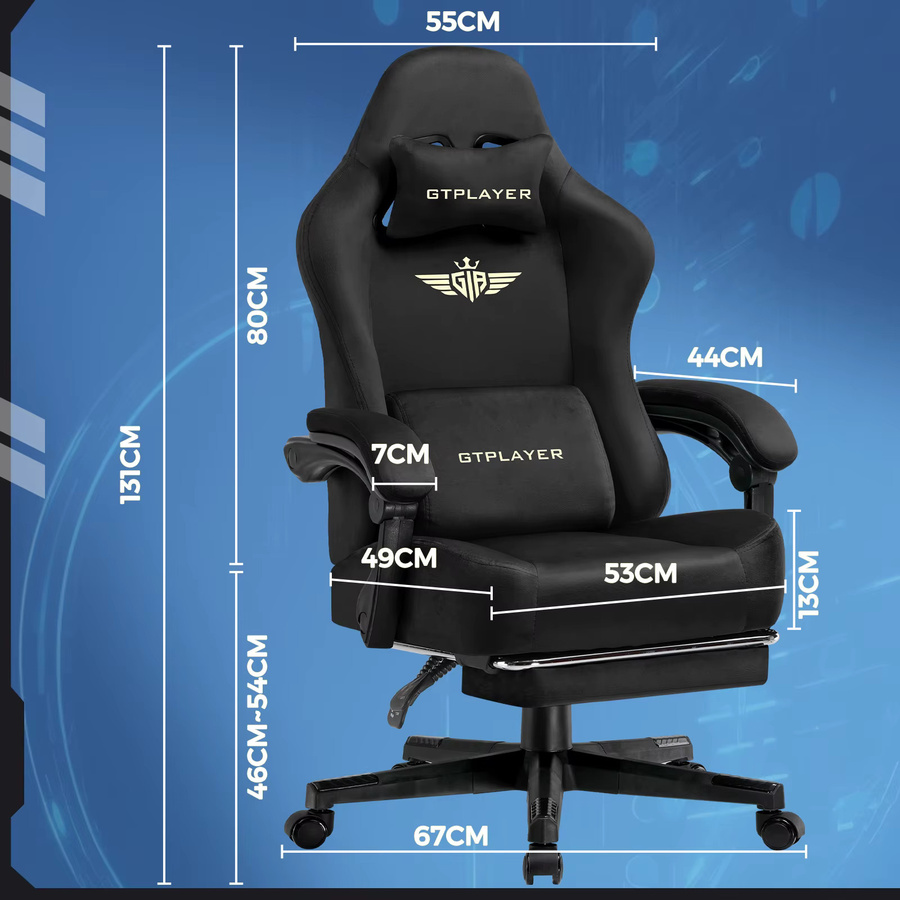 GTPLAYER Gaming Stuhl aus atmungsaktivem Stoff in Rot, ergonomischer Bürostuhl für PC und Gaming - Bild 2