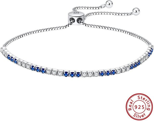 Armband 925 Silber, Zirkonia, Blau, Damen - Bild 1