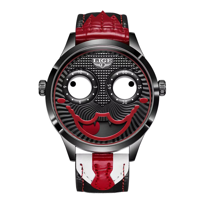 LIGE Armbanduhr Quarz, Leder, Schwarz, Herren - Bild 4