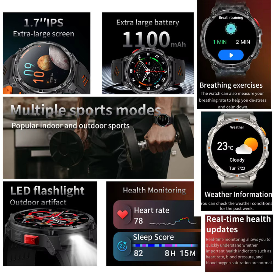 ChiBear Smartwatch, GPS, 5 ATM, Schwarz, Rund - Bild 2