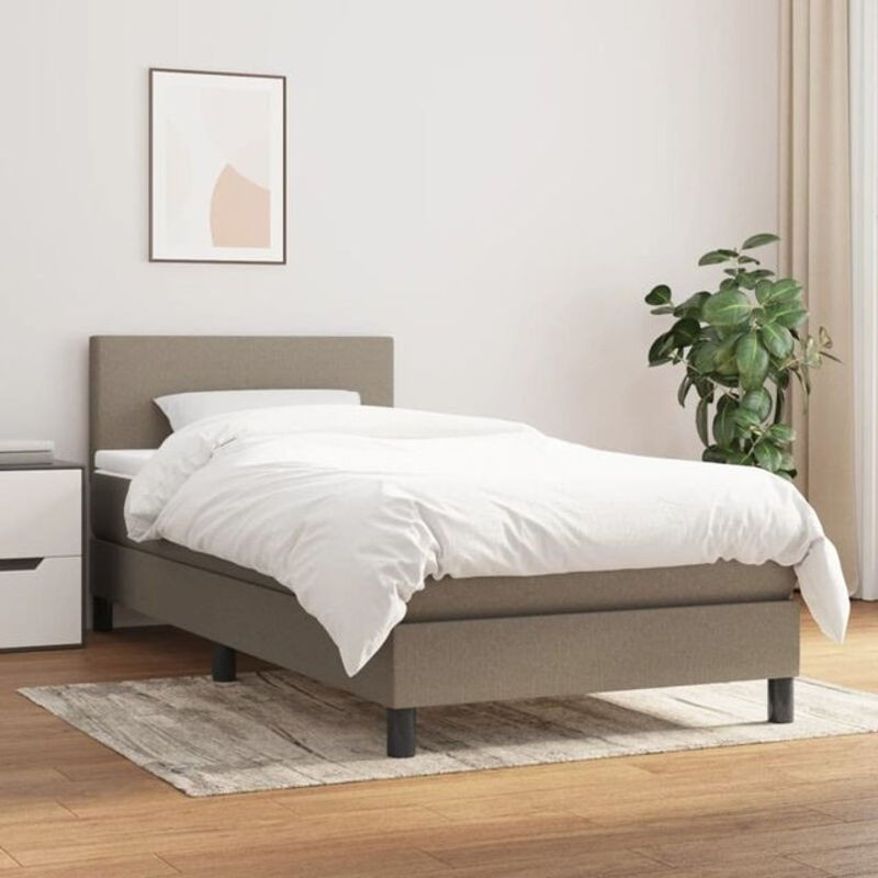 vidaxl Boxspringbett mit Matratze in Taupe meliert aus Stoff, B/B/H: 80 x 200 x 78 cm - Bild 1