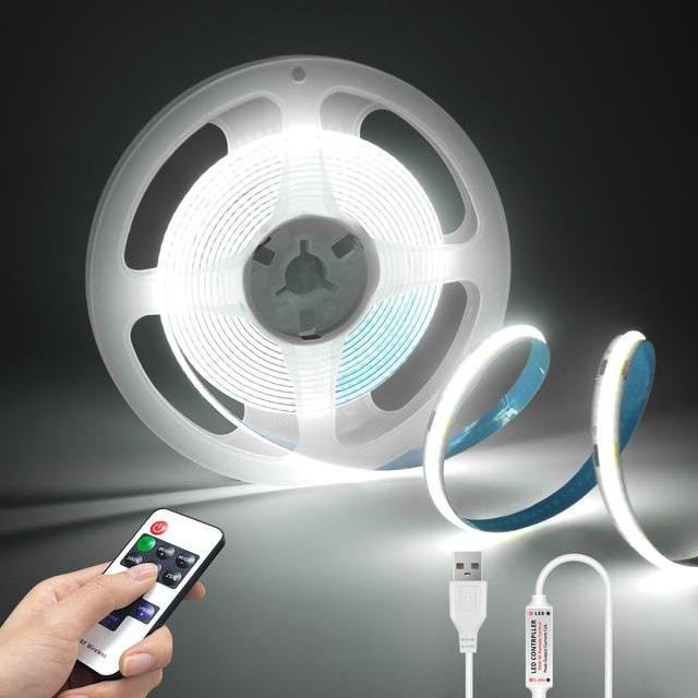 MALITAI COB-LED-Streifen mit Fernbedienung, dimmbar, Warmweiß, USB-Anschluss, 1 m Länge - Bild 1