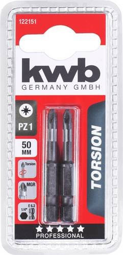 Kwb Sechsrund-Bit PZ 1 aus Stahl in Silber, 2 Stück - Bild 1
