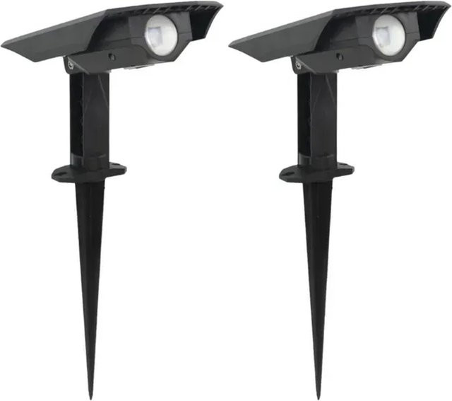 LUXULA LED Solar Gartenstrahler 2er Set in Schwarz mit Erdspieß, 2x 100lm, 4000K Neutralweiß, IP54 - Bild 1
