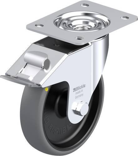 Blickle Lenkrolle LE-TPA 160G-FI-ELS mit Feststeller in Grau, Schwarz und Silber, Rad-Durchmesser: 160 mm, Tragfähigkeit: 130 kg - Bild 1