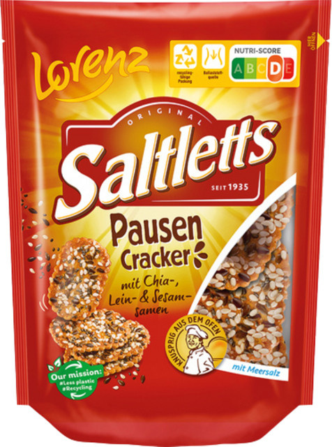 Lorenz Saltletts Pausen Cracker Meersalz Chia- Lein- & Sesamsamen 100 g - Bild 1