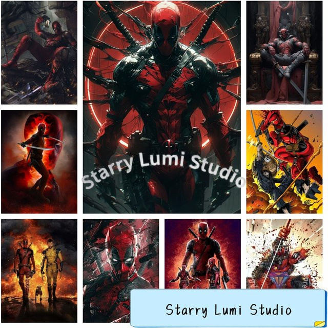 KAYOU Deadpool Wolverine Marvel 5D DIY Diamant-Malerei-Set mit runden Steinen in Multicolour - Bild 1