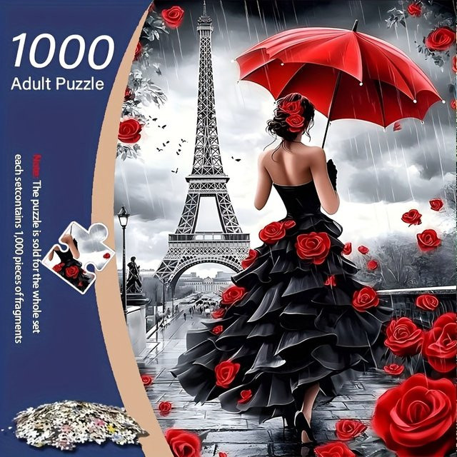 Eiffelturm- und Rosen-Design Puzzle, 1.000 Teile - Bild 1