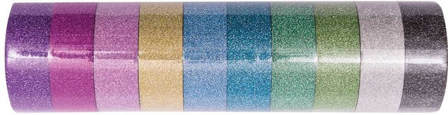 Rico Design Paper Poetry Glitter Washi Tape Set mehrfarbig, 10 Stück mit 5 m Länge und 1,5 cm Breite - Bild 1
