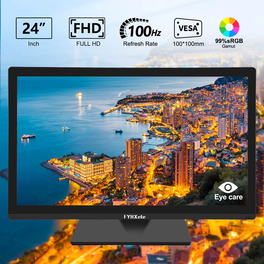 FYHXele 24 Zoll Touchscreen Monitor FHD 1920x1080 IPS Display mit 100Hz Kapazitives Multi-Touch Display Schwarz mit HDMI und VGA für Büro und Industrie - Bild 6
