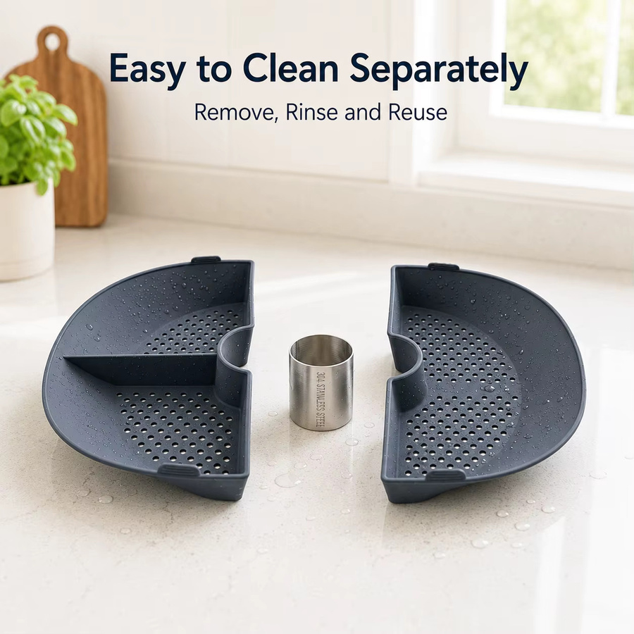 Geteilte Silikon-Dämpfschale für Monsieur Cuisine Connect Smart Trend, 2-teiliger Dämpfeinsatz mit Edelstahlring, Grau - Bild 3