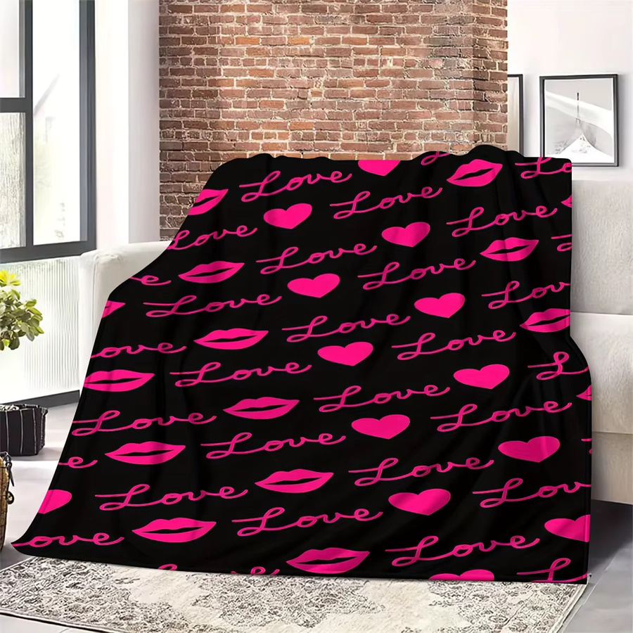 VIKAMA Valentinstag Kuscheldecke mit Rosenmuster in Rot, ideale Geschenkdecke für Sofa und Schlafzimmer - Bild 2