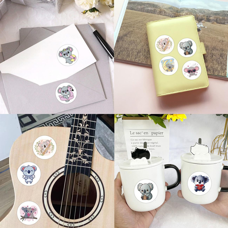 500 Stück Niedliche Koala Aufkleber Rollen für Koffer und Handyhüllen in Multicolour - Bild 2