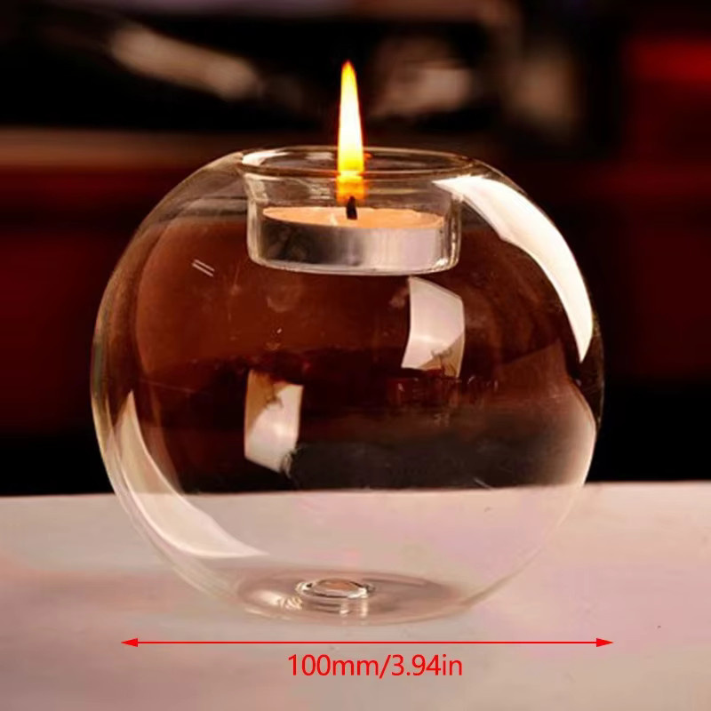 Runder Kerzenhalter aus Glas in Transparent für Tealight als minimalistische Tischdekoration - Bild 3