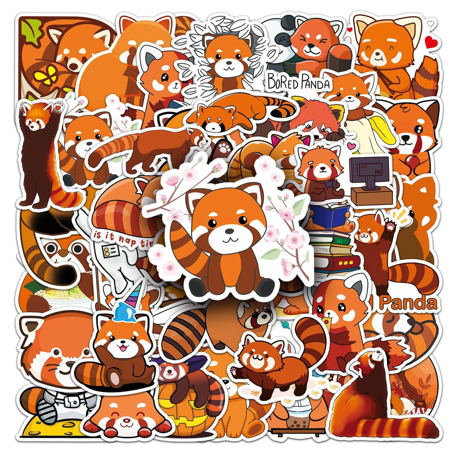 50 Roter Panda Doodle Aufkleber für Handy und Koffer - Bild 3