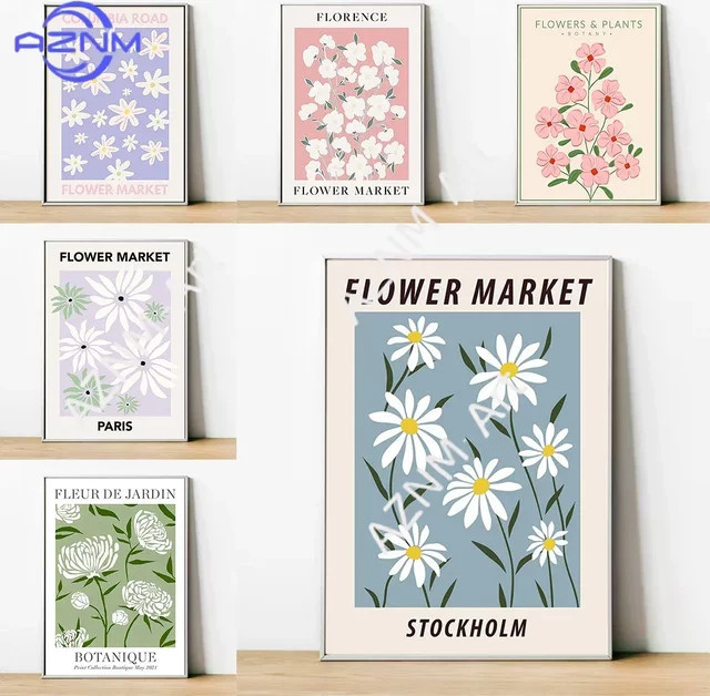 KAYOU Wandkunst Blumenmarkt Romantisches Leinwandposter mit floralem Motiv in Mehrfarbig - Bild 1