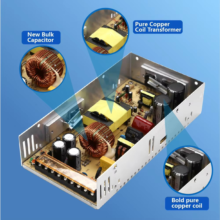 Schaltnetzteil AC DC SMPS Transformator in Silber für LED Streifen, CCTV und Motoren - Bild 4
