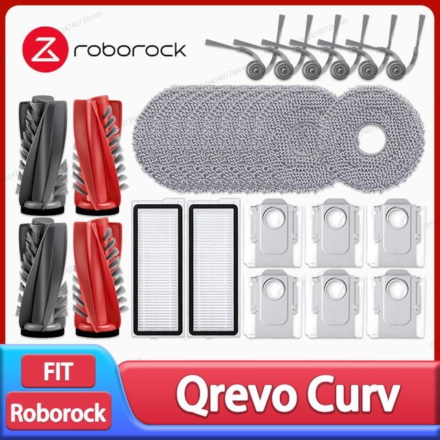 Roborock Zubehör-Set für Qrevo Curv, Qrevo C Pro und weitere Modelle mit Hauptbürste, Mopptüchern, Staubbeuteln und Filtern, Multicolour - Bild 1